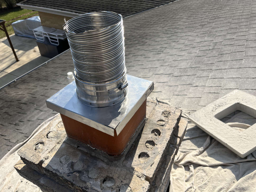 Chimney liner during installation